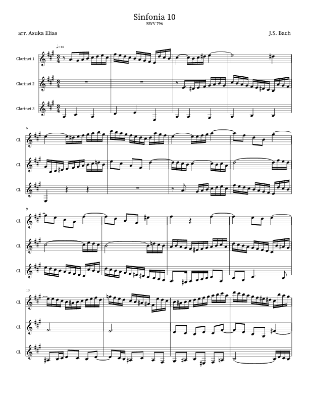 Sinfonia 10 (BWV 796) (arr. Asuka Elias)