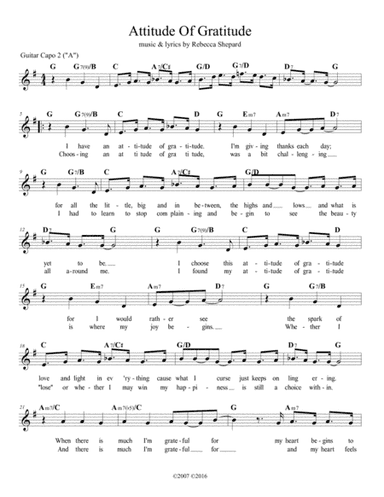 Attitude Of Gratitude Lead Sheet