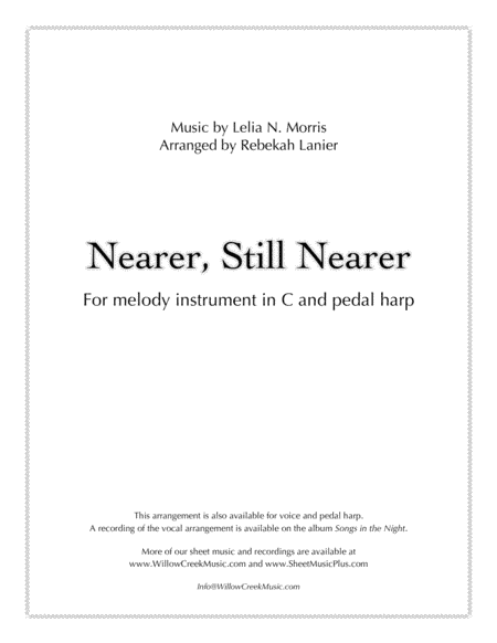 Nearer, Still Nearer - for melody instrument in C and pedal harp (arr. Rebekah Lanier)