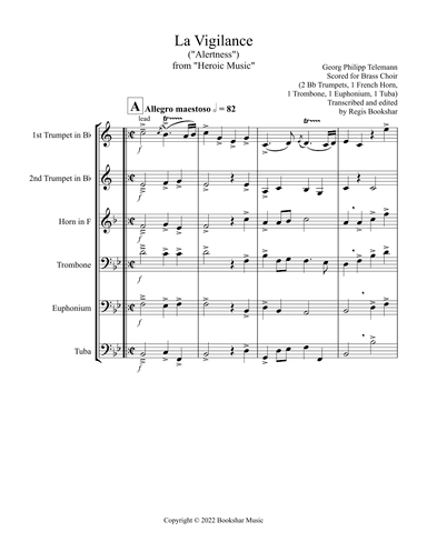 La Vigilance  (from "Heroic Music") (Bb) (Brass Choir - 2 Trp, 1 Hrn, 1 Trb, 1 Euph, 1 Tuba) (arr. Regis Bookshar)