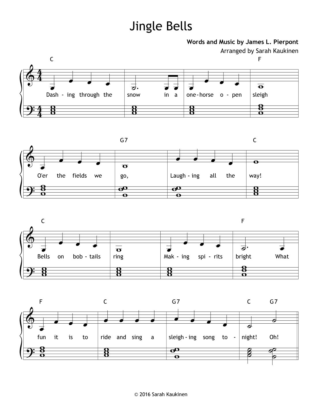 Jingle Bells (arr. Sarah Kaukinen)