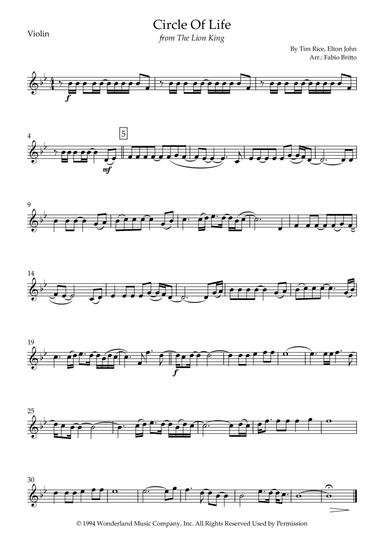 Circle Of Life (arr. Fabio Britto)