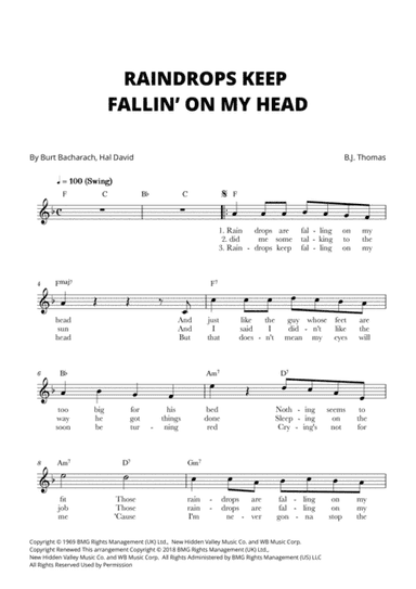 Raindrops Keep Fallin' On My Head (arr. Cadenza Editions)