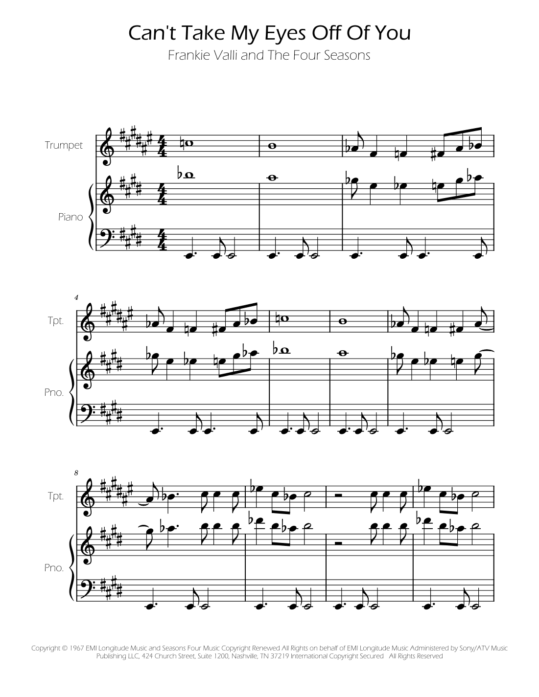 Can't Take My Eyes Off Of You (arr. Ygor Nunes)
