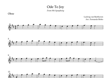 Ode To Joy Theme (from Beethoven's 9th Symphony) for Oboe Solo (arr. Fernando Britto)