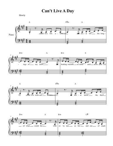 Can't Live A Day (arr. Arranged by Diane M. McGahee)