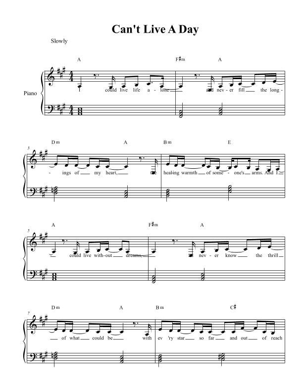 Can't Live A Day (arr. Arranged by Diane M. McGahee)