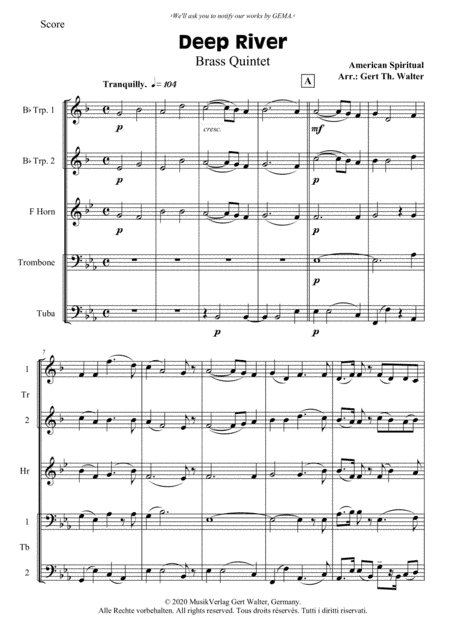 Deep River (arr. Gert Th. Walter)