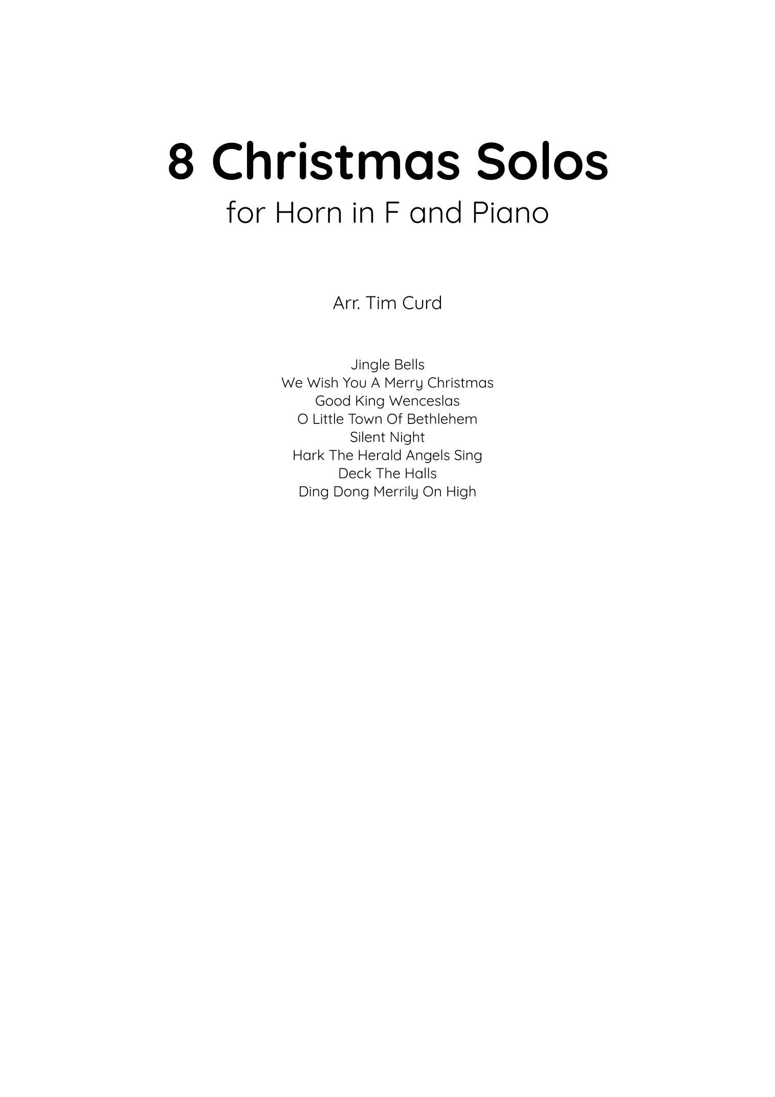 8 Christmas Solos for Horn in F and Piano (arr. Tim Curd)