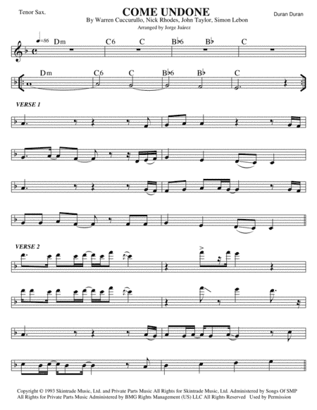 Come Undone (arr. Jorge Juárez)