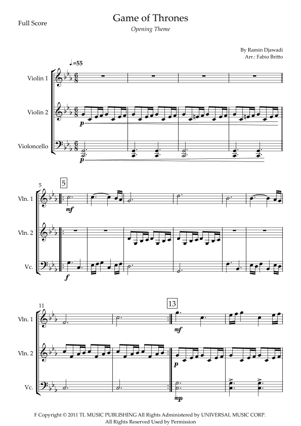 Game Of Thrones (arr. Fabio Britto)
