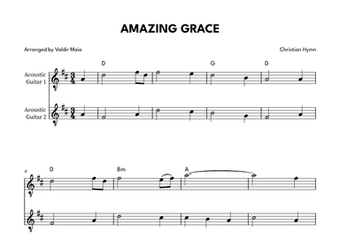 Amazing Grace - Acoustic Guitar Duet (arr. Valdir Maia)