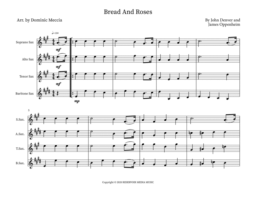 Bread And Roses (arr. Dominic Meccia)