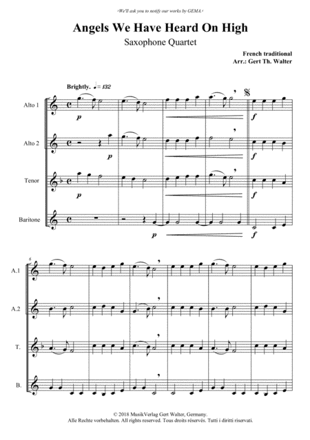 Angels We Have Heard On High (arr. Gert Th. Walter)