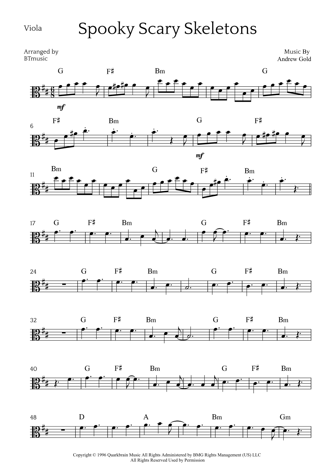 Spooky Scary Skeletons (arr. BTmusic)