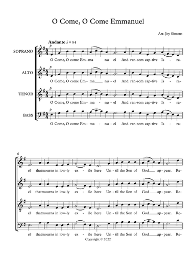 O Come, O Come Emmanuel (arr. Joy Simons)