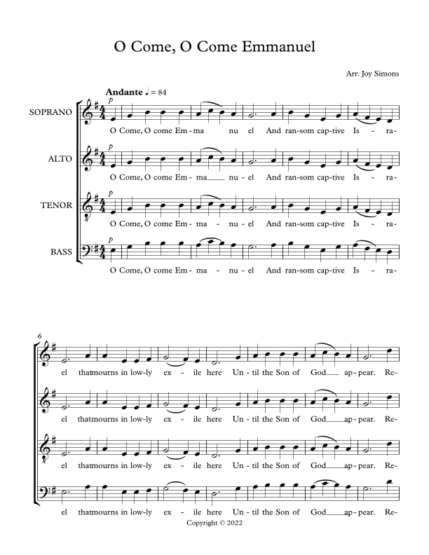 O Come, O Come Emmanuel (arr. Joy Simons)