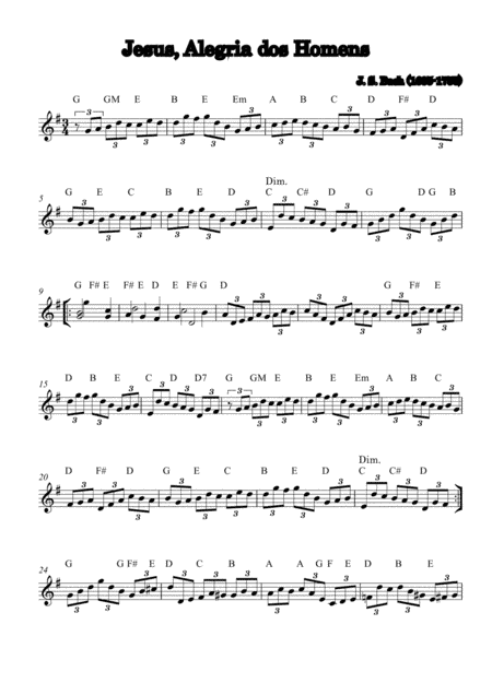 Jesus Joy of men - Bach | Score and Chords (arr. Estevao Ewald)