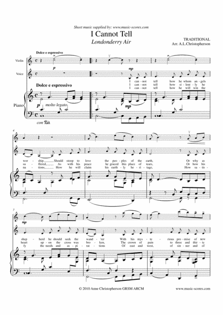 Londonderry Air - Voice, Violin and Piano (arr. Anne L Christopherson GRSM ARCM)