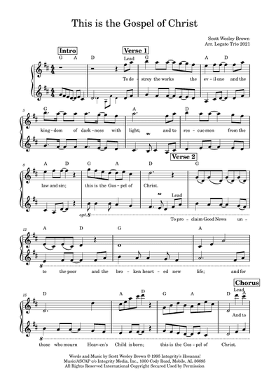 This Is The Gospel Of Christ (arr. Legato Trio)