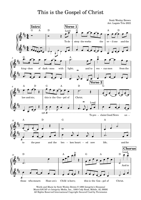 This Is The Gospel Of Christ (arr. Legato Trio)