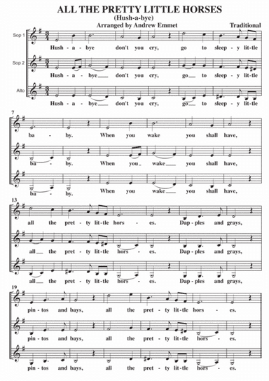 Hush-A-Bye A Cappella SSA (arr. Andrew Emmet)