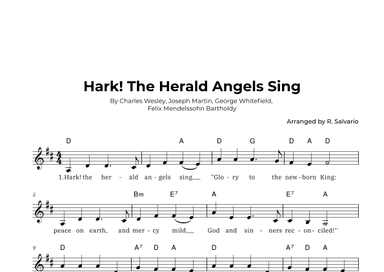 Hark! The Herald Angels Sing (Key of D Major) (arr. R. Salvario)