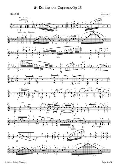 DONT 24 Etudes and Caprices Op35, for Violin No 24 (arr. String Masters)