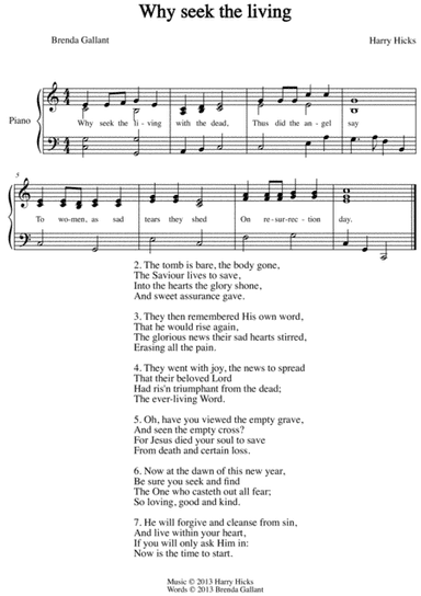 Why seek the living. A new hymn.