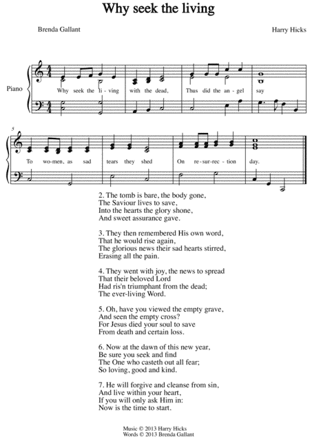 Why seek the living. A new hymn.