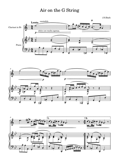 J.S.Bach: Air on the G String for clarinets and piano (arr. Saho Omukai)