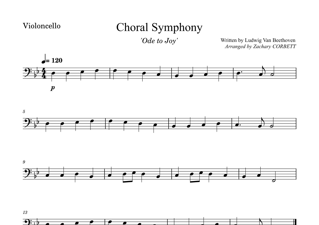 Choral Symphony Ode To Joy (arr. Zachary Corbett)