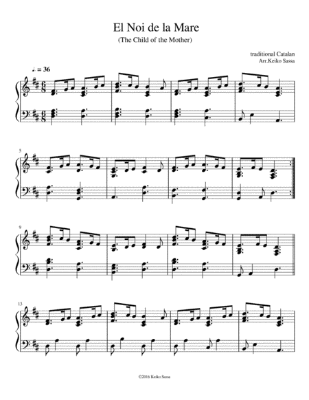 El Noi de la Mare (The Child of the Mother) (arr. Keiko Sassa)