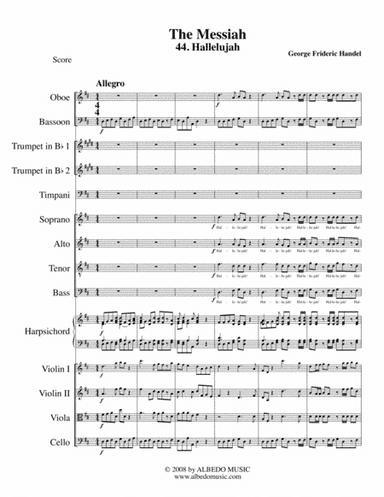 Hallelujah from The Messiah for Choir and Chamber Orchestra (arr. Doug Clyde)