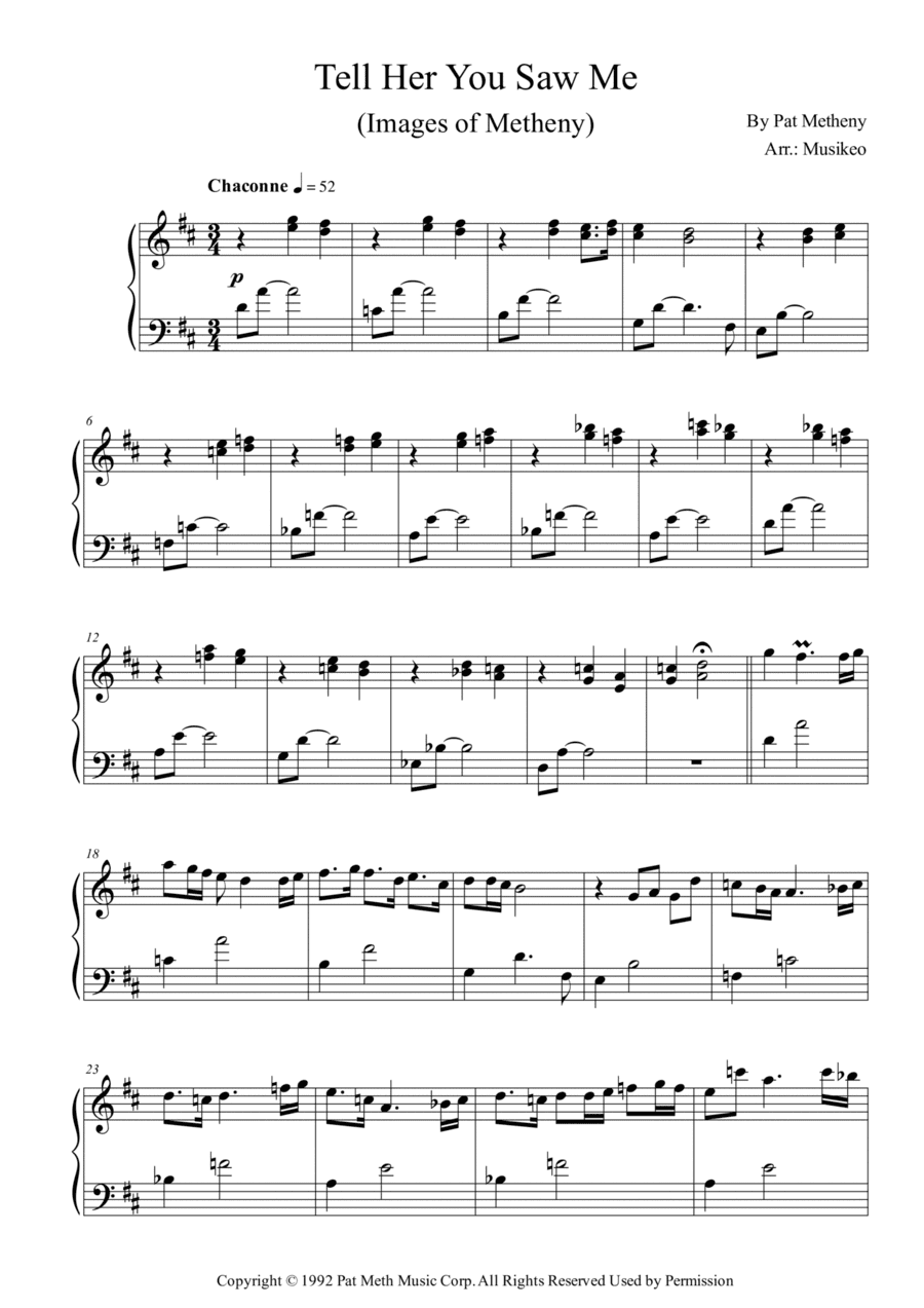 Tell Her You Saw Me (arr. Musikeo)