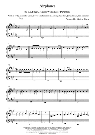 Airplanes (arr. Arranged by Marina Kirova)