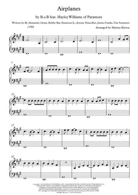 Airplanes (arr. Arranged by Marina Kirova)