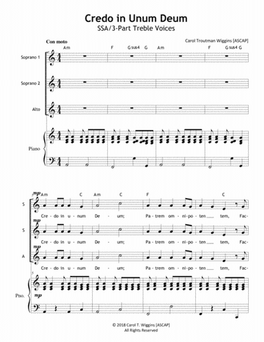 Credo in Unum Deum (SSA)