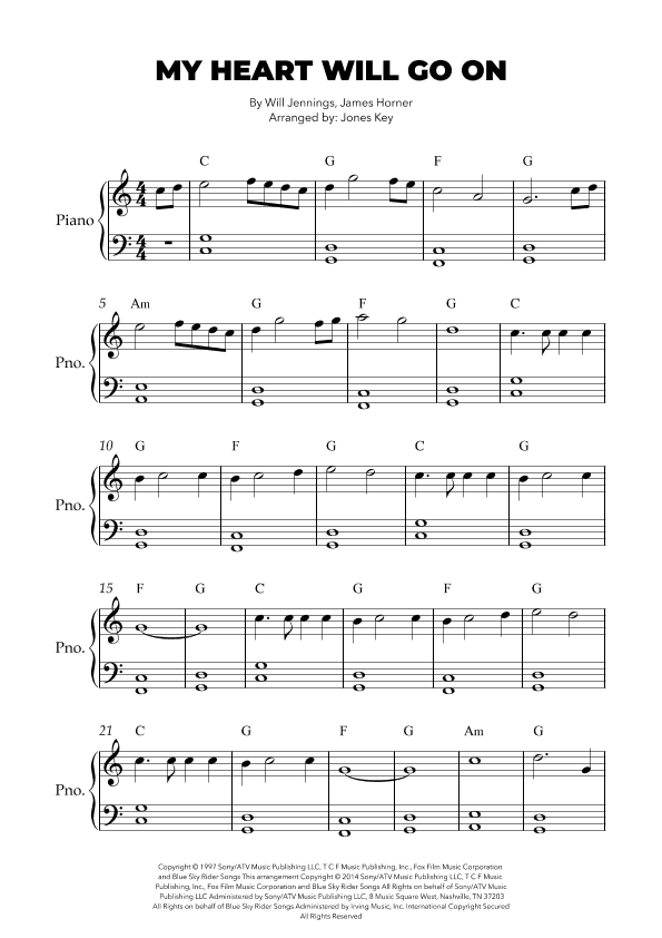 My Heart Will Go On (love Theme From 'titanic') (arr. Jones Key)