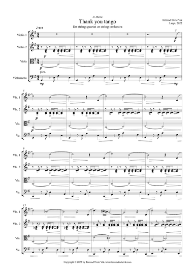 Thank you Tango for String Quartet