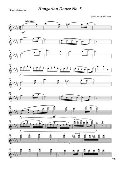 Hungarian Dance No. 5 for Oboe d'Amore (arr. Cássio Silva Chaves)
