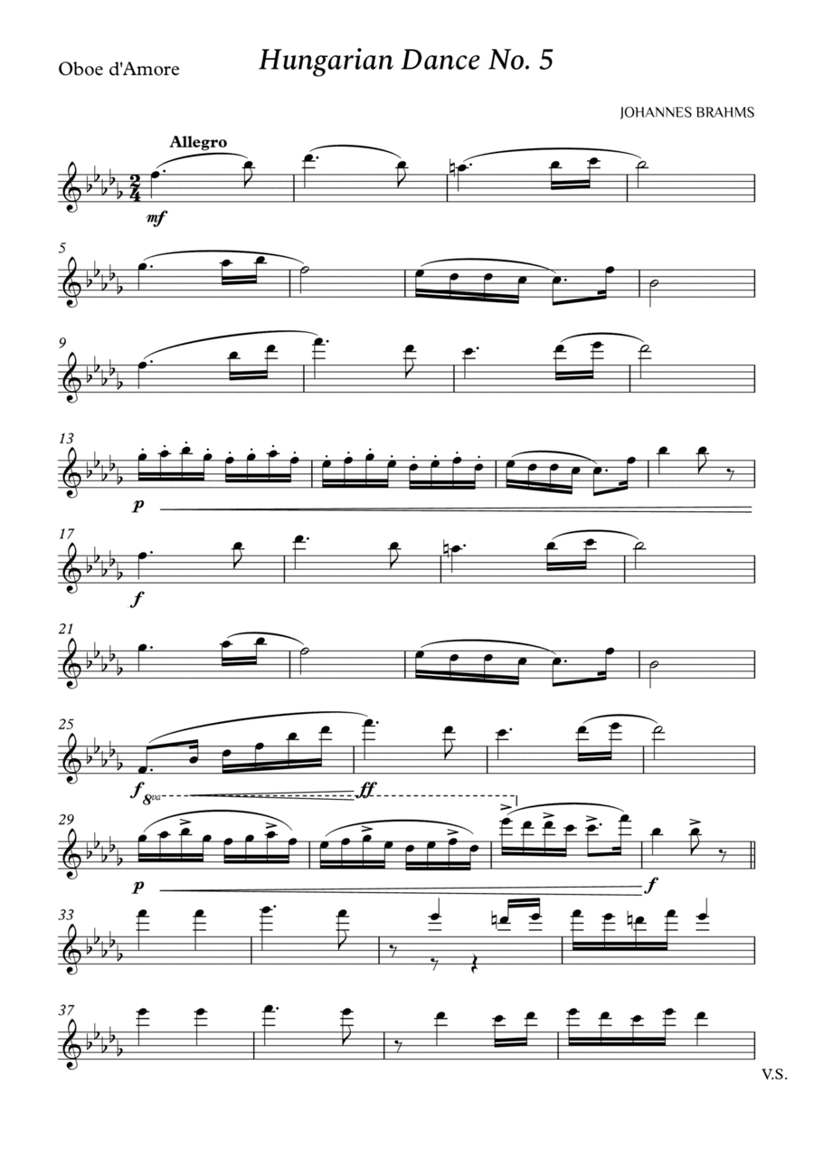 Hungarian Dance No. 5 for Oboe d'Amore (arr. Cássio Silva Chaves)