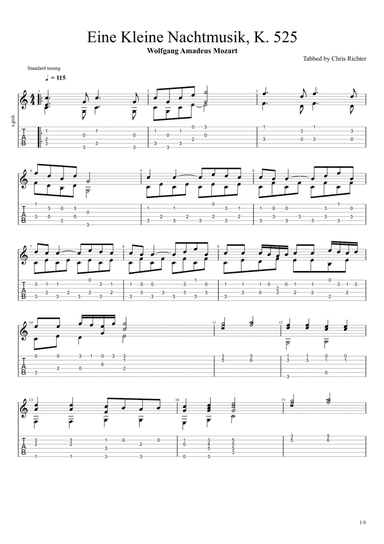 Eine kleine Nachtmusik (Serenade No. 13 for strings in G major), K. 525 (Solo Fingerstyle Guita (arr. Chris Richter)