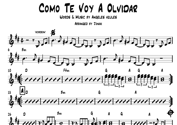 Como Te Voy A Olvidar (arr. Jonah Oliva)