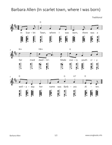 Barbara Allen (In scarlet town, where I was born) (arr. songbooks.info)