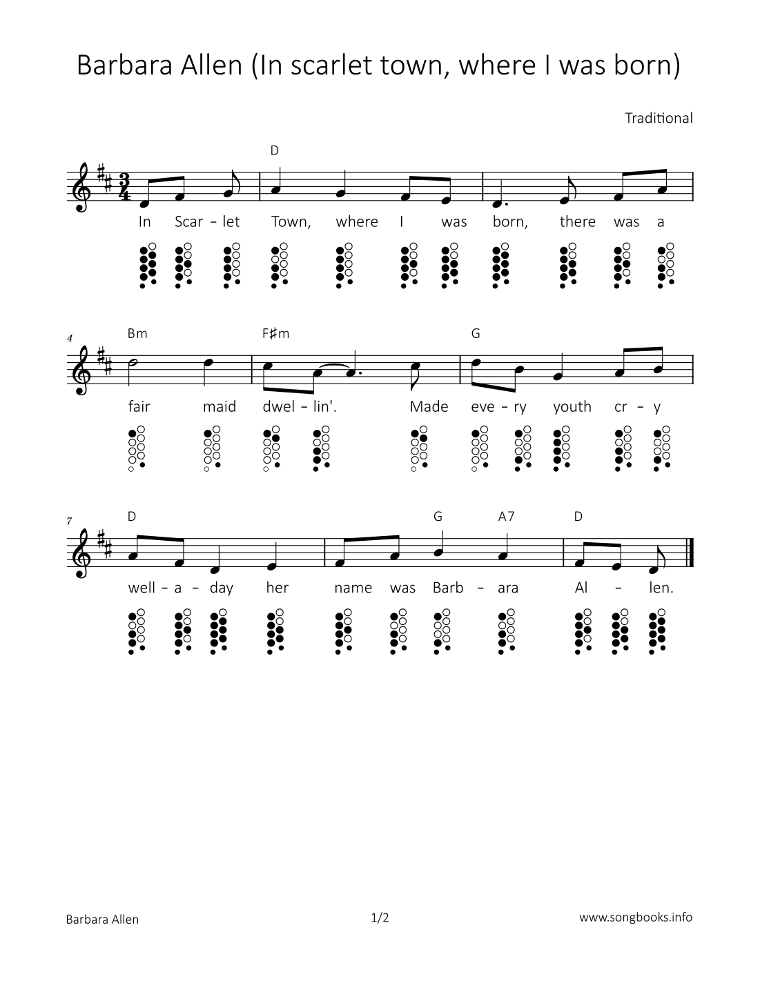 Barbara Allen (In scarlet town, where I was born) (arr. songbooks.info)