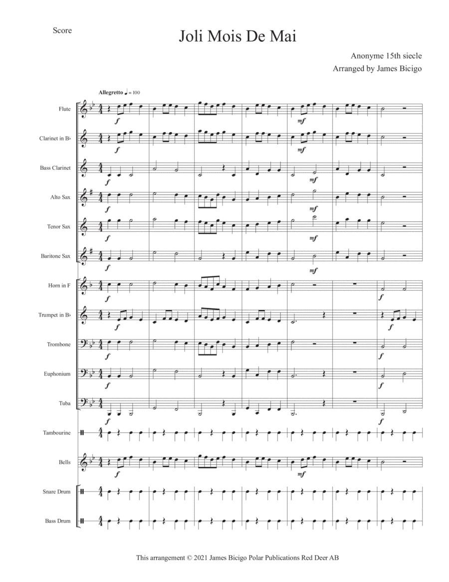 Jolie Mois De Mai (arr. James Bicigo)