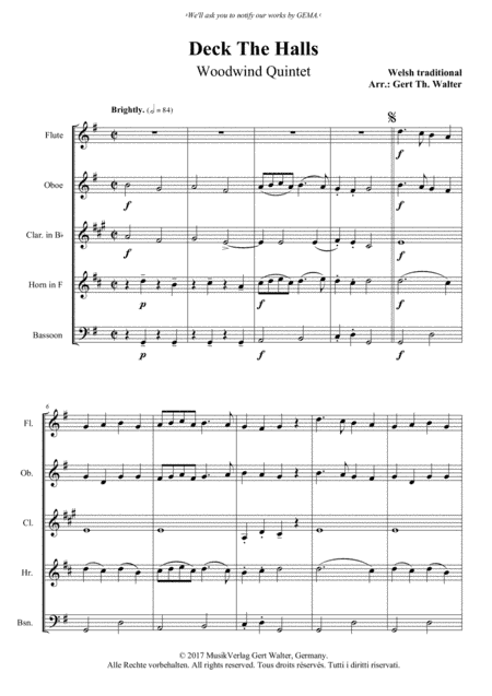 Deck The Halls (arr. Gert Th. Walter)