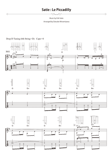 Satie : Le Piccadilly [for solo acoustic guitar] (arr. Daisuke Minamizawa)