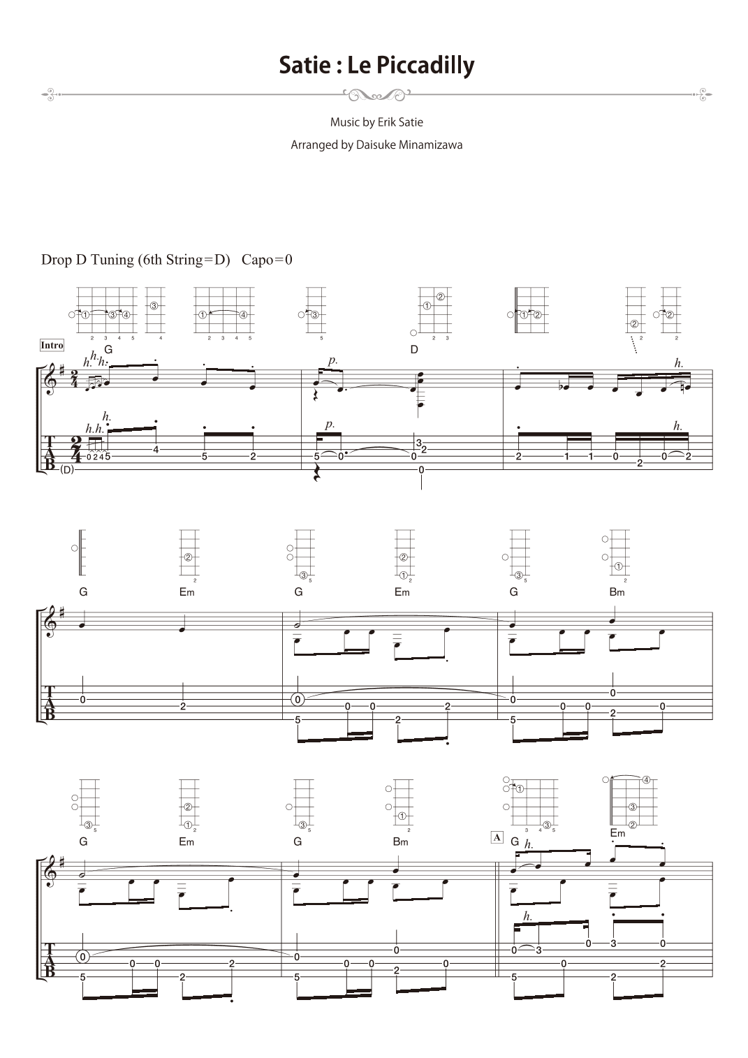 Satie : Le Piccadilly [for solo acoustic guitar] (arr. Daisuke Minamizawa)